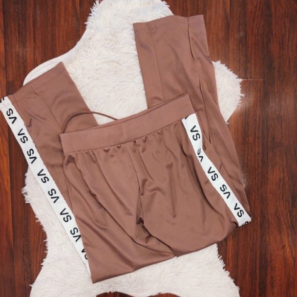Victoria's Secret Sport Logo Stripe Mauve Track Pants - Picture 2 of 2
